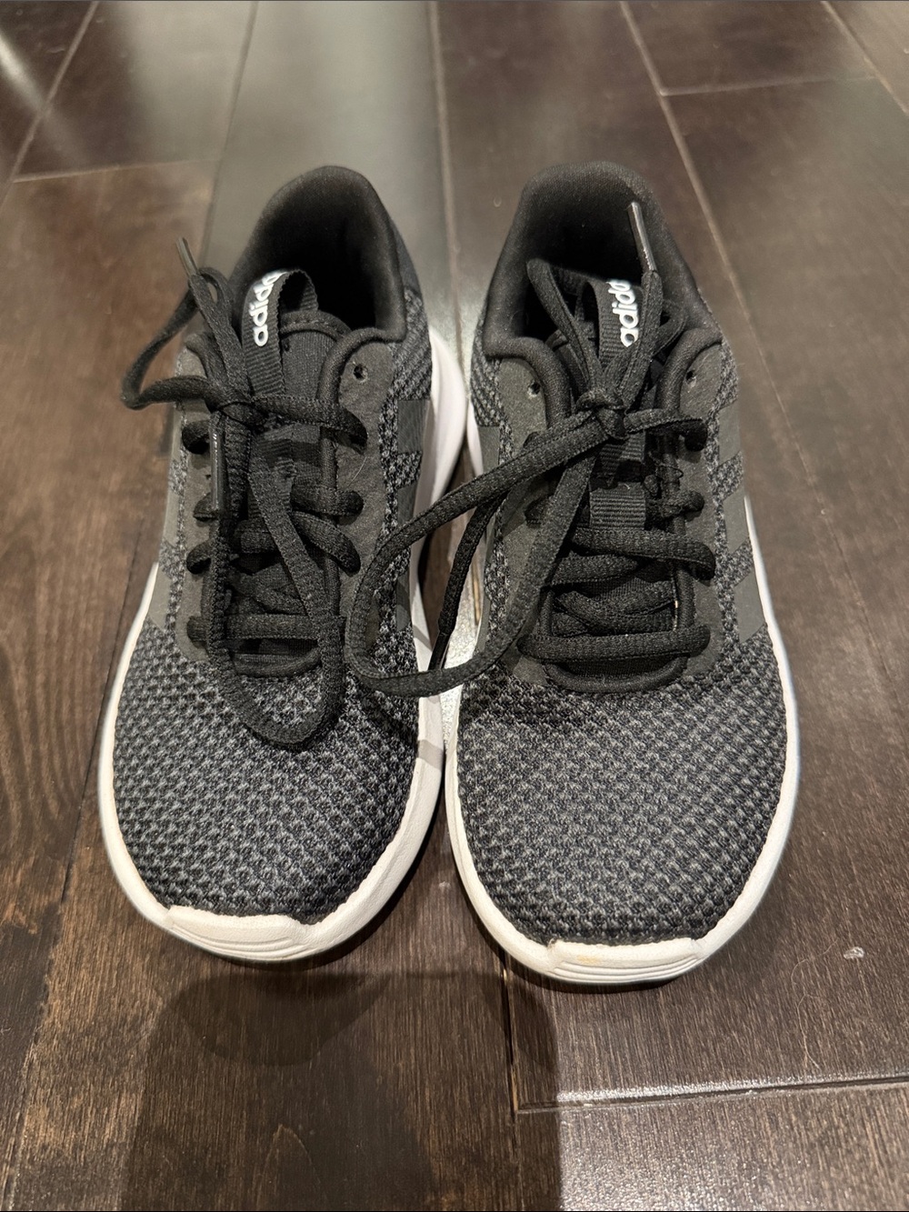 adidas Kids Black and White Knit Lace-Up Sneakers